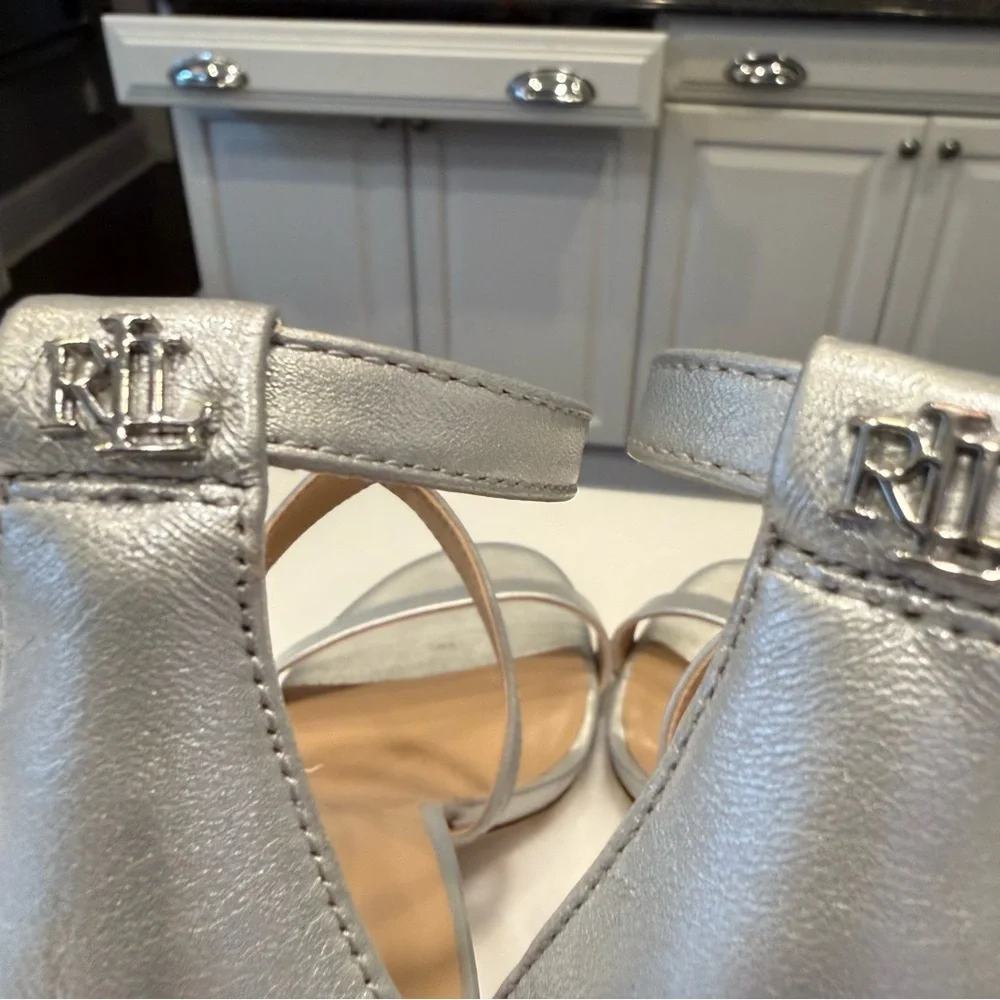 Coach Strappy High Heel Sandals Silver Sz 8.5 B EUC